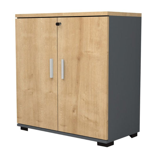 Ντουλάπι Γραφείου Επαγγελματικό Venturo Χρώμα Ανθρακί - Φυσικό Οξιάς 80x40x80