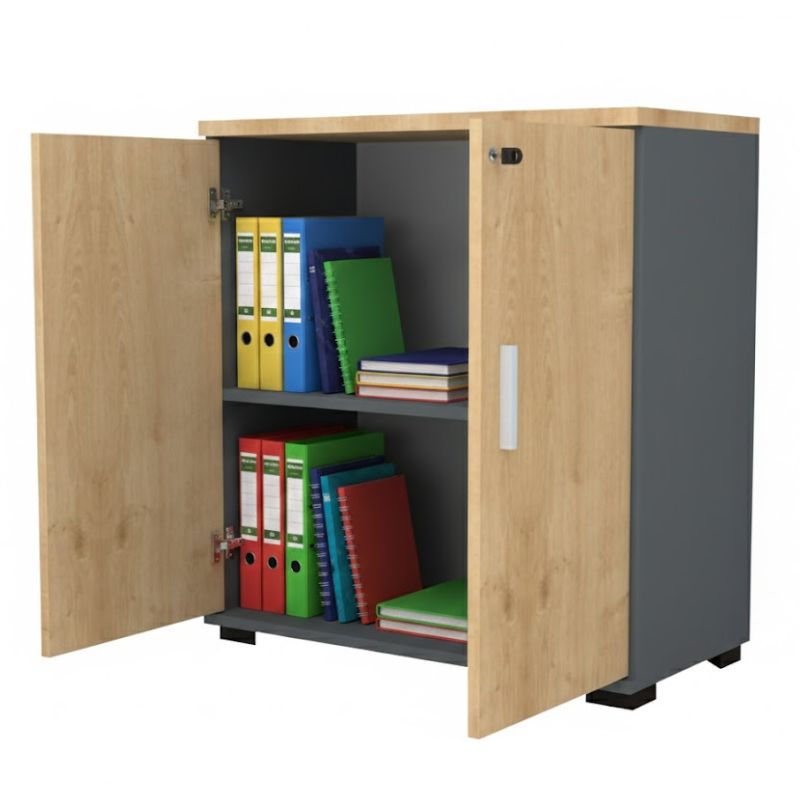 Ντουλάπι Γραφείου Επαγγελματικό Venturo Χρώμα Ανθρακί - Φυσικό Οξιάς 80x40x80