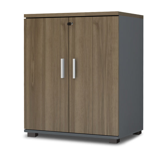 Ντουλάπι Γραφείου με Κλειδαριά Επαγγελματικό Venturo Χρώμα Ανθρακί - Καρυδί 80x40x80