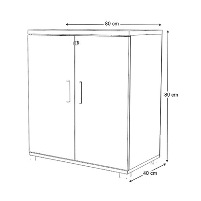 Ντουλάπι Γραφείου με Κλειδαριά Επαγγελματικό Venturo Χρώμα Ανθρακί - Καρυδί 80x40x80