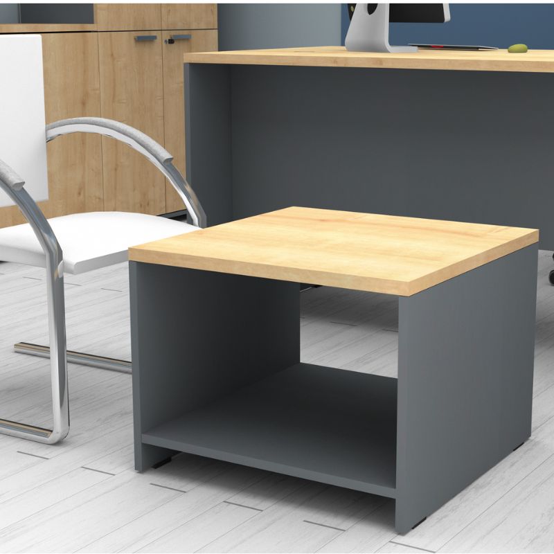 Τραπεζάκι Γραφείου Επαγγελματικό Venturo Χρώμα Ανθρακί - Φυσικό Οξιάς 60x60x45