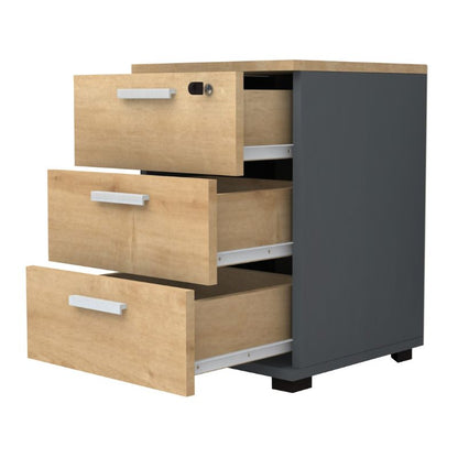 Συρταριέρα Γραφείου Επαγγελματική Venturo Χρώμα Ανθρακί - Φυσικό Οξιάς 39x40x57