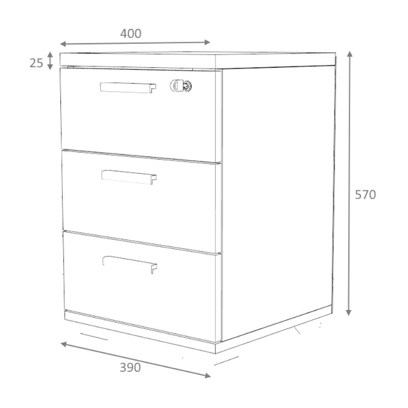 Συρταριέρα Γραφείου Επαγγελματική Venturo Χρώμα Ανθρακί - Φυσικό Οξιάς 39x40x57