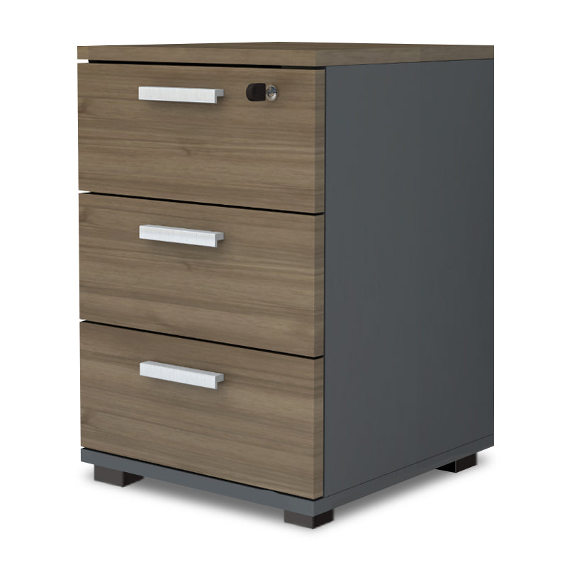 Συρταριέρα Γραφείου με Κλειδαριά Επαγγελματική Venturo Χρώμα Ανθρακί - Καρυδί 39x40x57