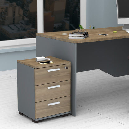 Συρταριέρα Γραφείου με Κλειδαριά Επαγγελματική Venturo Χρώμα Ανθρακί - Καρυδί 39x40x57