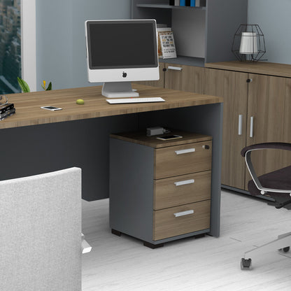 Συρταριέρα Γραφείου με Κλειδαριά Επαγγελματική Venturo Χρώμα Ανθρακί - Καρυδί 39x40x57