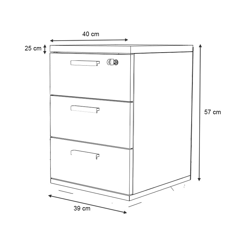 Συρταριέρα Γραφείου με Κλειδαριά Επαγγελματική Venturo Χρώμα Ανθρακί - Καρυδί 39x40x57