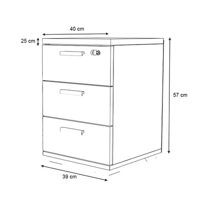Συρταριέρα Γραφείου με Κλειδαριά Επαγγελματική Venturo Χρώμα Ανθρακί - Καρυδί 39x40x57