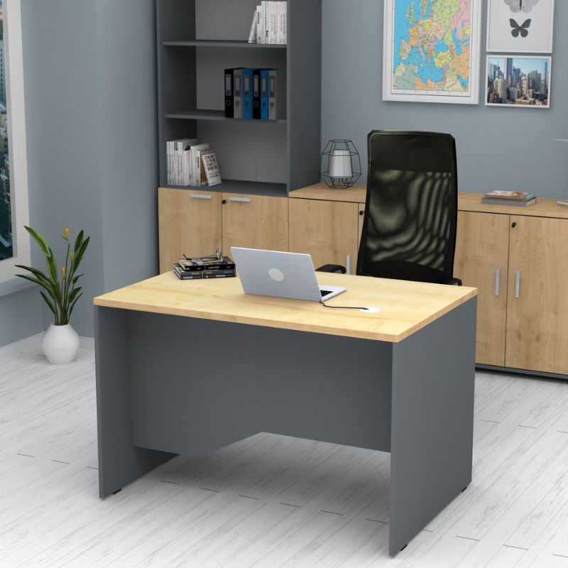 Γραφείο Επαγγελματικό Venturo Χρώμα Ανθρακί - Φυσικό Οξιάς 120x80x75