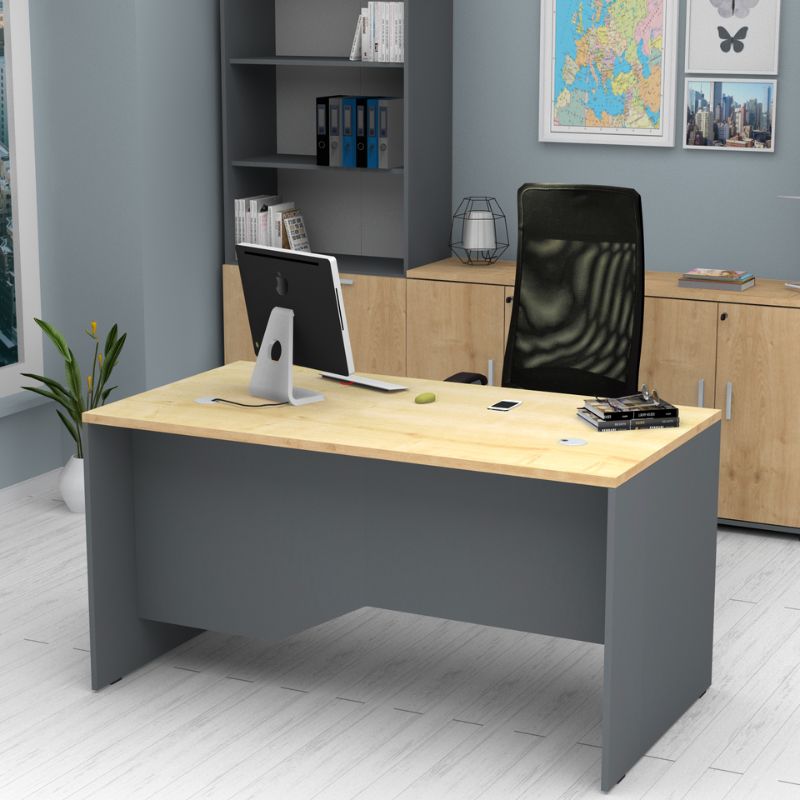 Γραφείο Επαγγελματικό Venturo Χρώμα Ανθρακί - Φυσικό Οξιάς 150x80x75