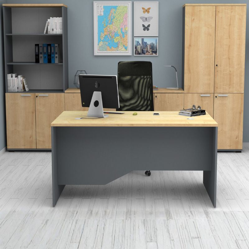 Γραφείο Επαγγελματικό Venturo Χρώμα Ανθρακί - Φυσικό Οξιάς 150x80x75