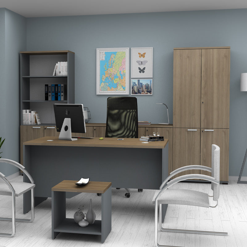 Γραφείο Επαγγελματικό Venturo Χρώμα Ανθρακί - Καρυδί 150x80x75