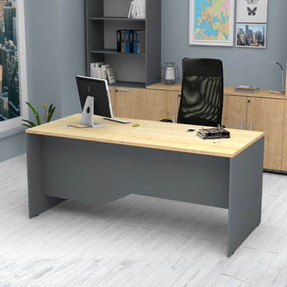 Γραφείο Επαγγελματικό Venturo Χρώμα Ανθρακί - Φυσικό Οξιάς 180x80x75