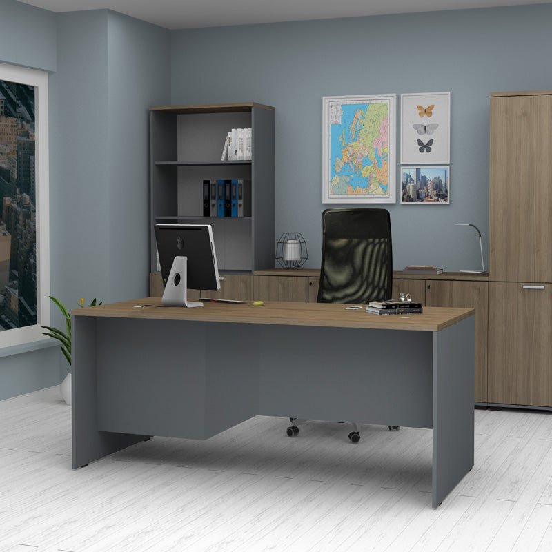 Γραφείο Επαγγελματικό Venturo Χρώμα Ανθρακί - Καρυδί 180x80x75