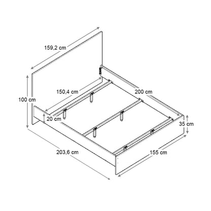 Κρεβάτι Troy Χρώμα Γκρι Σκυροδέματος 150x200εκ