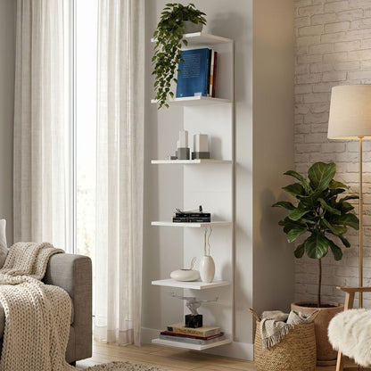 Bookshelf - Wall Shelf Silver Color White 34.6x31.5x180