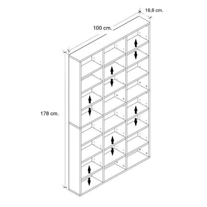 Βιβλιοθήκη Diamond Χρώμα Γκρι Σκυροδέματος 100x16,6x178
