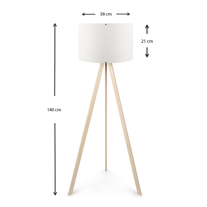 Φωτιστικό Δαπέδου Rosling MDF/Ύφασμα PVC Χρώμα Φυσικό/Λευκό 38x21x140