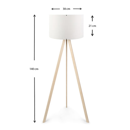 Φωτιστικό Δαπέδου Rosling MDF/Ύφασμα PVC Χρώμα Φυσικό/Λευκό 38X21X140