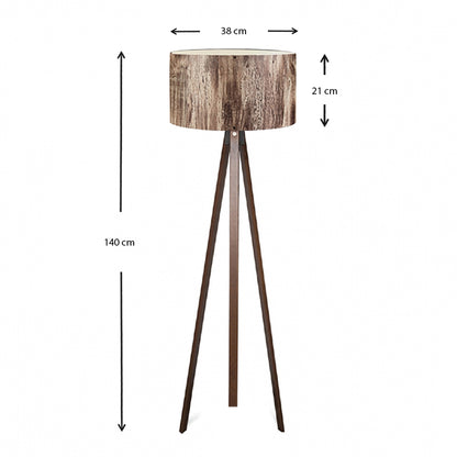 Φωτιστικό Δαπέδου Rosling MDF/Ύφασμα PVC Χρώμα Καρυδί/Καφέ 38X21X140