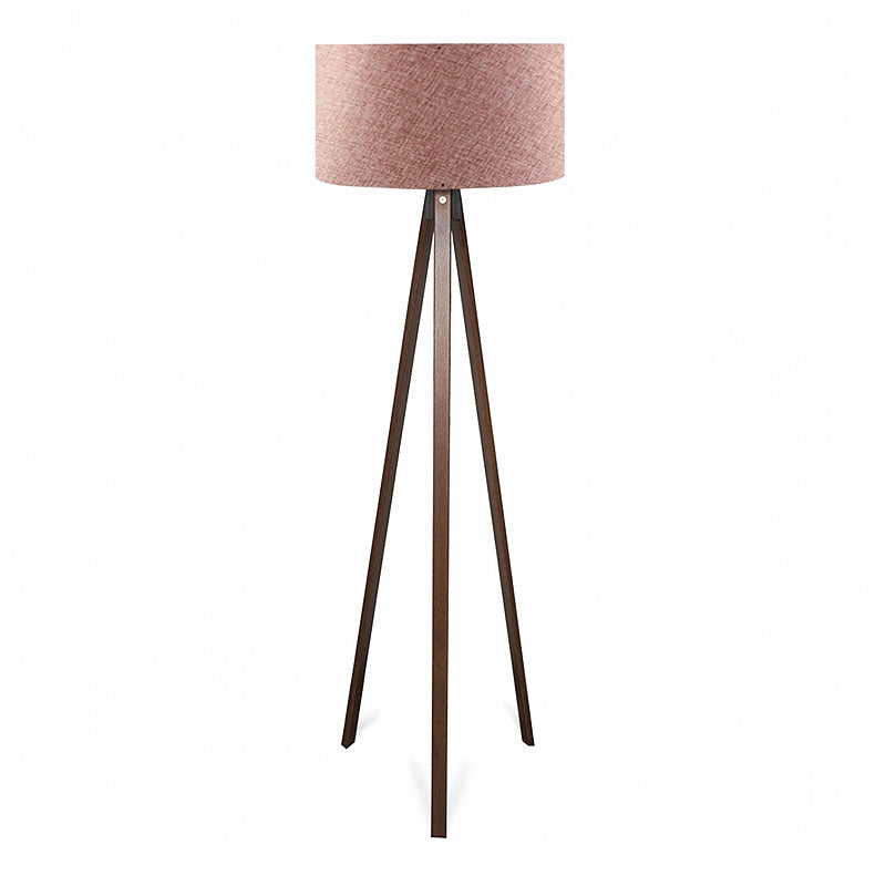 Φωτιστικό Δαπέδου Rosling MDF/Ύφασμα PVC Χρώμα Καρυδί - Dusty Rose 38X38X140