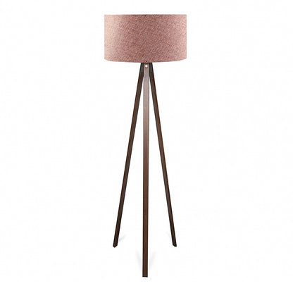 Φωτιστικό Δαπέδου Rosling MDF/Ύφασμα PVC Χρώμα Καρυδί - Dusty Rose 38X38X140