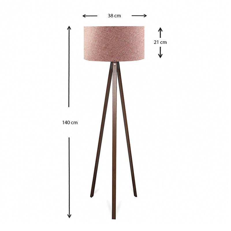 Φωτιστικό Δαπέδου Rosling MDF/Ύφασμα PVC Χρώμα Καρυδί - Dusty Rose 38x38x140