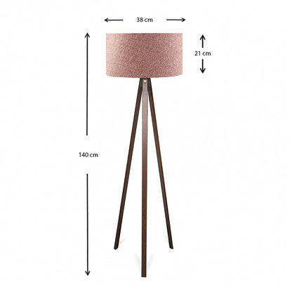 Φωτιστικό Δαπέδου Rosling MDF/Ύφασμα PVC Χρώμα Καρυδί - Dusty Rose 38x38x140