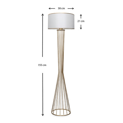 Φωτιστικό Δαπέδου Clarke Μέταλλο/Ύφασμα Χρώμα Χρυσό/Λευκό 38X21X155