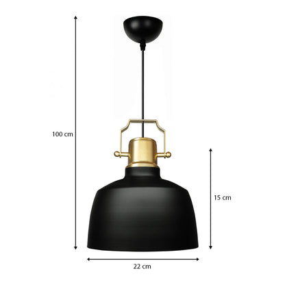 Φωτιστικό Οροφής Artes E27 Μεταλλικό Μονόφωτο Χρώμα Μαύρο - Χρυσό Φ22X100