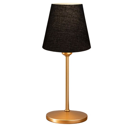 Φωτιστικό Επιτραπέζιο Santo E27 Ύφασμα PVC Χρώμα Μαύρο - Χρυσό Ø13x37