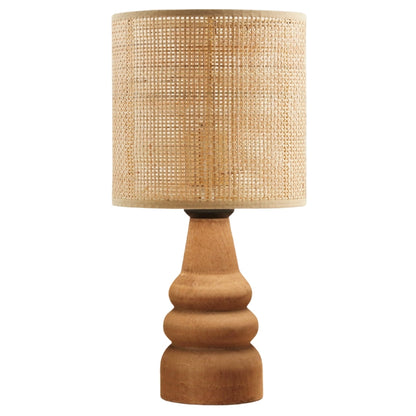 Φωτιστικό Επιτραπέζιο Tino E27 PE Rattan - Ξύλο Χρώμα Φυσικό Φ15x32