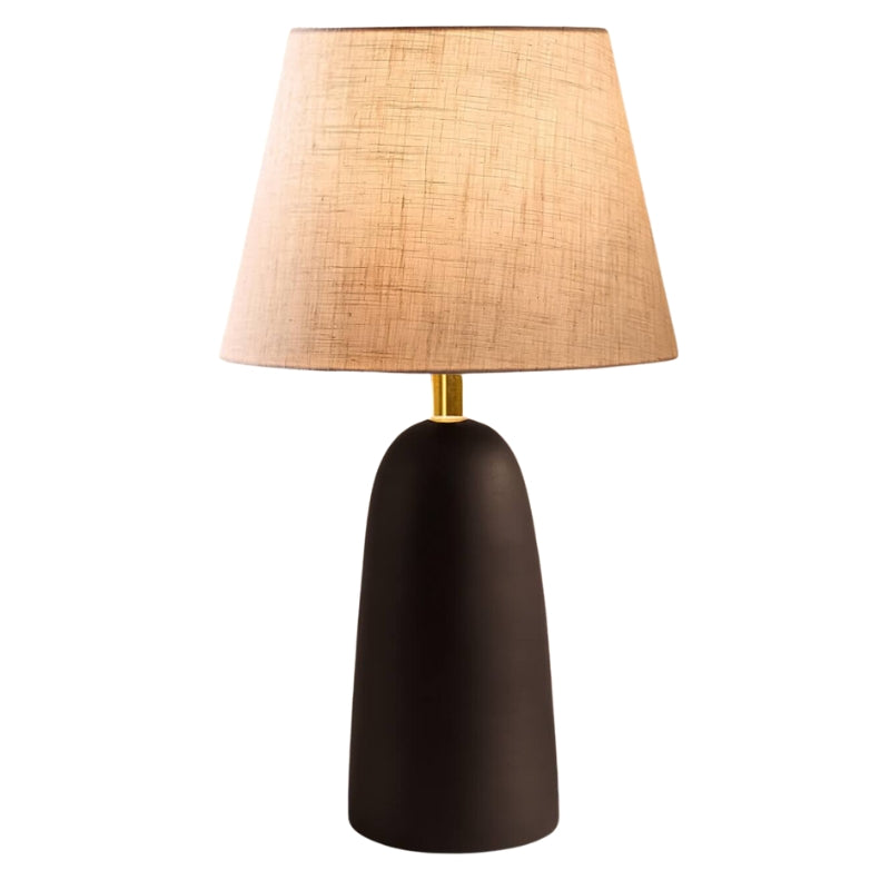 Φωτιστικό Επιτραπέζιο Odesa E27 Μεταλλικό - Ύφασμα PVC Χρώμα Μαύρο - Κρεμ Ø22x35