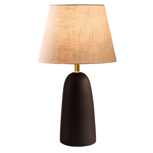 Φωτιστικό Επιτραπέζιο Odesa E27 Μεταλλικό - Ύφασμα PVC Χρώμα Μαύρο - Κρεμ Ø22x35