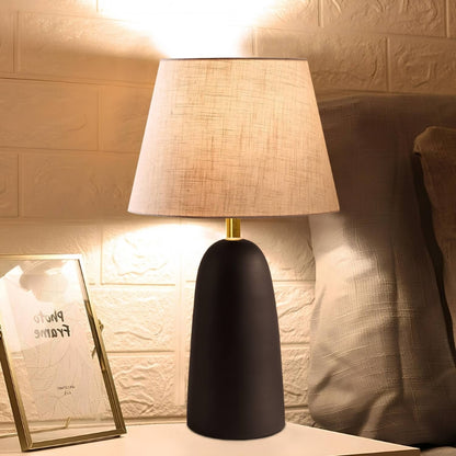 Φωτιστικό Επιτραπέζιο Odesa E27 Μεταλλικό - Ύφασμα PVC Χρώμα Μαύρο - Κρεμ Ø22x35