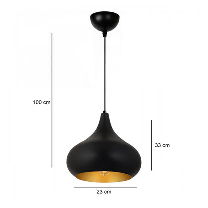 Φωτιστικό Οροφής Meril E27 Μεταλλικό Μονόφωτο Χρώμα Μαύρο Ø33x100