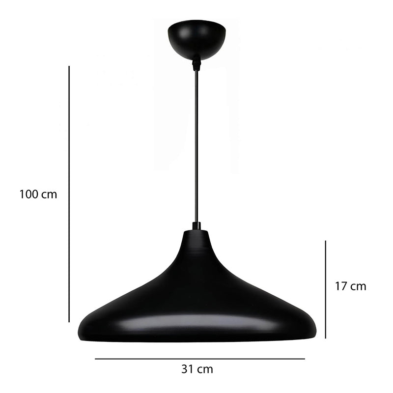 Φωτιστικό Οροφής Lela E27 Μεταλλικό Μονόφωτο Χρώμα Μαύρο Ø31x100