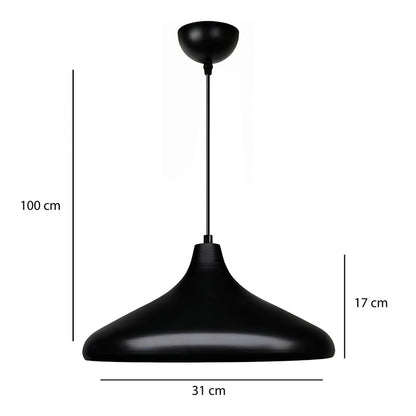 Φωτιστικό Οροφής Lela E27 Μεταλλικό Μονόφωτο Χρώμα Μαύρο Ø31x100