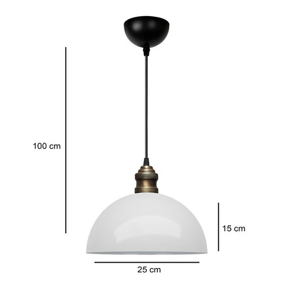 Φωτιστικό Οροφής Tomas E27 Μεταλλικό Μονόφωτο Χρώμα Λευκό Φ25x100