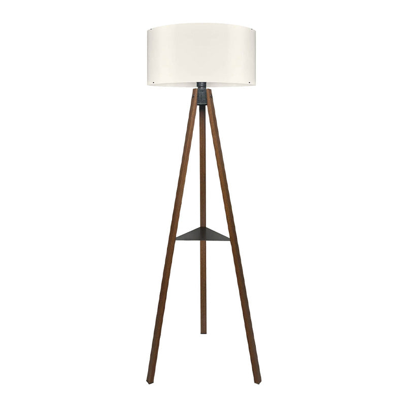 Φωτιστικό Δαπέδου Thomas E27 MDF/Ύφασμα PVC Χρώμα Καρυδί - Κρεμ 38x38x135