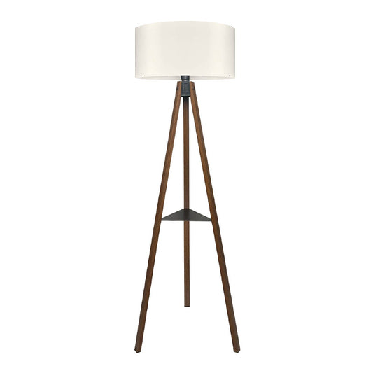 Φωτιστικό Δαπέδου Thomas E27 MDF/Ύφασμα PVC Χρώμα Καρυδί - Κρεμ 38x38x135