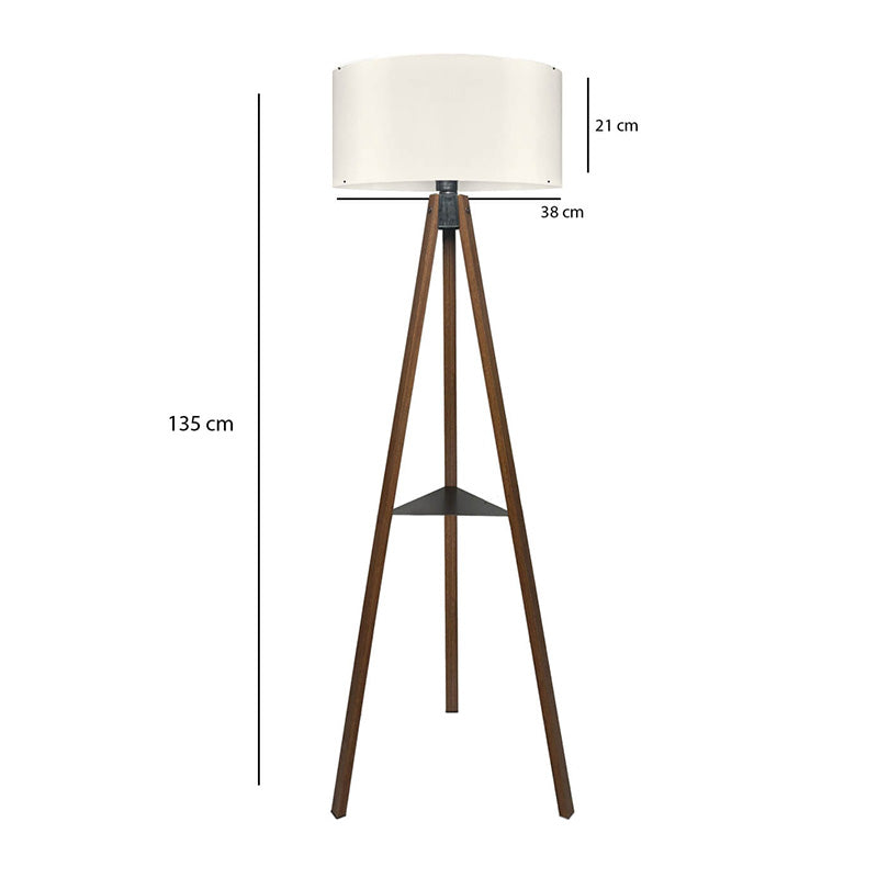 Φωτιστικό Δαπέδου Thomas E27 MDF/Ύφασμα PVC Χρώμα Καρυδί - Κρεμ 38x38x135