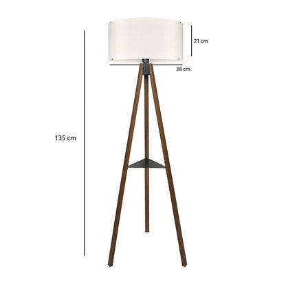 Φωτιστικό Δαπέδου Thomas E27 MDF/Ύφασμα PVC Χρώμα Καρυδί - Κρεμ 38x38x135