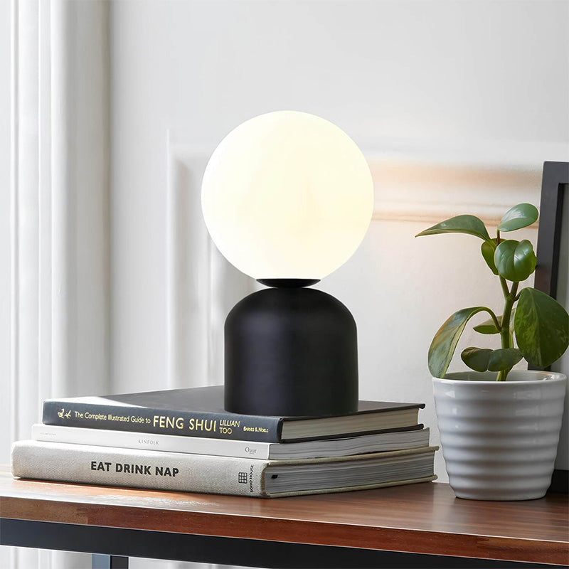 Φωτιστικό Επιτραπέζιο Albus E14 Μεταλλικό - Γυάλινο Χρώμα Μαύρο - Λευκό Ø13x28