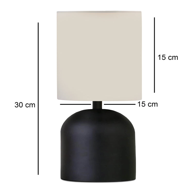 Φωτιστικό Επιτραπέζιο Nehora E27 Μεταλλικό - Ύφασμα PVC Χρώμα Μαύρο - Κρεμ Ø15x30