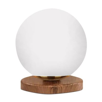 Φωτιστικό Επιτραπέζιο Onda E27 Ξύλινο - Γυάλινο Χρώμα Φυσικό - Λευκό Ø15x22