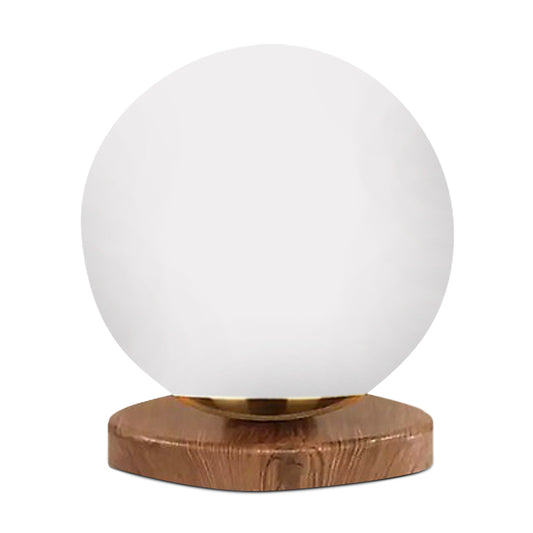 Φωτιστικό Επιτραπέζιο Onda E27 Ξύλινο - Γυάλινο Χρώμα Φυσικό - Λευκό Ø15x22