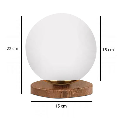 Φωτιστικό Επιτραπέζιο Onda E27 Ξύλινο - Γυάλινο Χρώμα Φυσικό - Λευκό Ø15x22