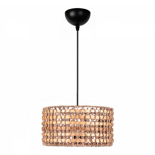 Φωτιστικό Οροφής Palmela E27 από Σχοινί Μονόφωτο Χρώμα Φυσικό Ø30x70