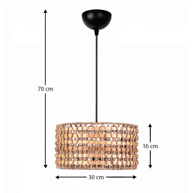 Φωτιστικό Οροφής Palmela E27 από Σχοινί Μονόφωτο Χρώμα Φυσικό Ø30x70
